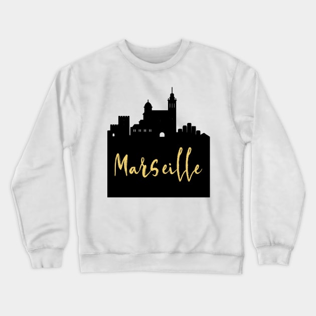 MARSEILLE FRANCE DESIGNER SILHOUETTE SKYLINE ART Crewneck Sweatshirt by deificusArt